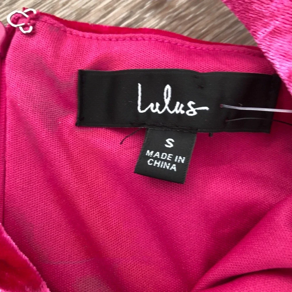 New! V-Neck Fuchsia Pink Velvet Strappy Sexy Mini‎ Cocktail Party Dress Sz S